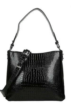 Hvisk Amble Croco Schoudertas - black
