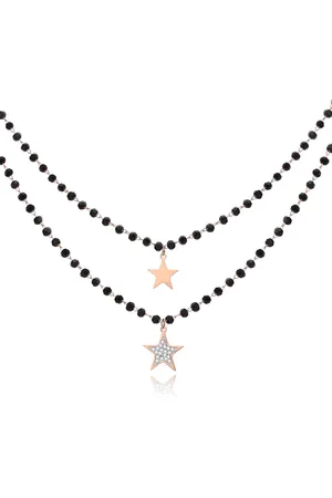 Cilla Jewels Dubbel Laags Ketting Kristal Kralen - Stars Rose Gold