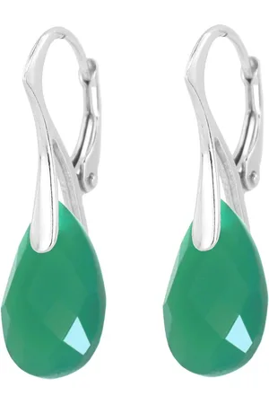 ARLIZI 2098 Oorbellen groen onyx druppel hanger - sterling - 3 cm