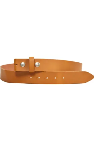 Merkloos Stijlvolle Camelkleurige Leren Broekriem zonder Gesp - 4 cm Breed - 105 cm Lang - Aanpasbaar voor Eigen Gesp