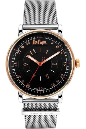 Lee LC06981.550 - Horloge - Analoog - Mannen - Heren - Milanese band - Zilverkleurig - Rosékleurig - Zwart