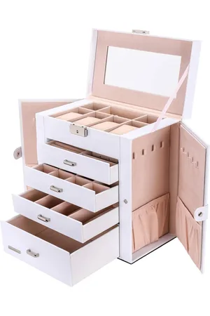 Merkloos Sieradenkoffer met vijf vakken en zijkleppen - Luxe opbergdoos voor sieraden