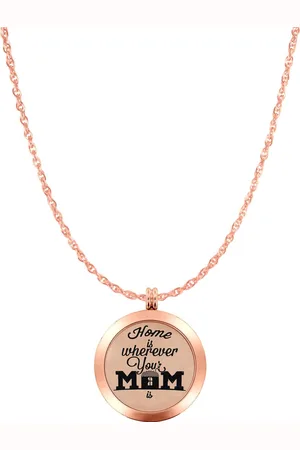 Silventi Lockits Gift Set 8SL SET0033 Stalen Collier met Hanger - Home is Wherever Your Mom is Ø 33 mm - Roségoudkleurig