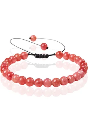 Memphis No.2 Natuursteen Armband Dames - 6mm Red Angle