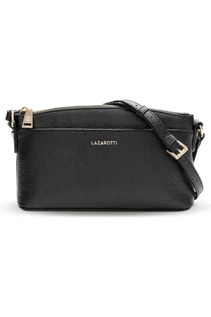 Lazarotti Leren Schoudertas Bologna Leather Crossbody Bag Zwart