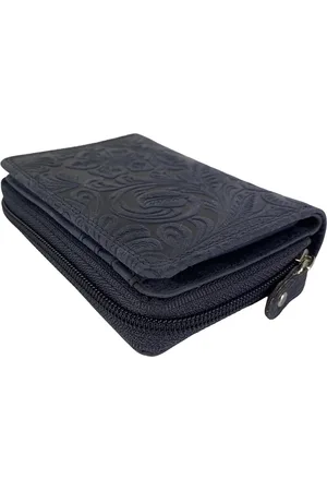 ARRIGO BELLO Portemonnee Dames - Buffelleer - Leer - RFID - Bloemenprint -