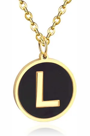 Cilla Jewels Goudkleurige Dames Schakelketting met Zwarte Kettinghanger Letter L