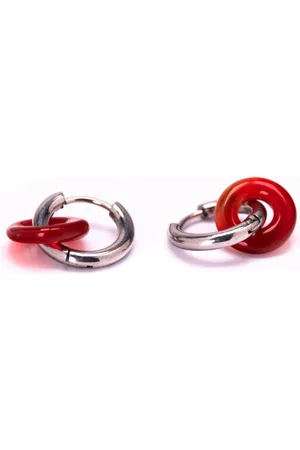 Di Lusso Oorringen stainless steel met rode agaat donut