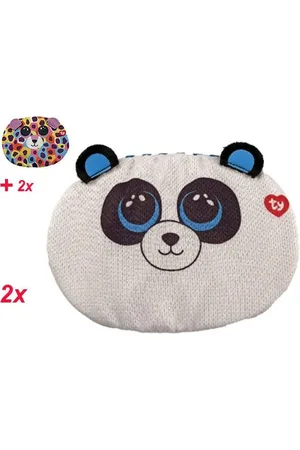 TY 4x Wasbaar Kinder Mondkapjes (2 x Panda Bamboo + 2 x luipaard Giselle)