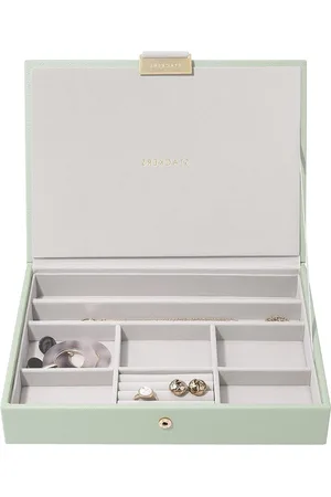 Merkloos Groene klassieke middelgrote juwelendoos met deksel - Stackers - luxe opbergdoos