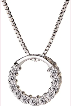 ASTRADAVI S925 Sterling Zilveren Sieraden - Hanger - Zirkonia Eeuwigheid Cirkel Hanger Ketting