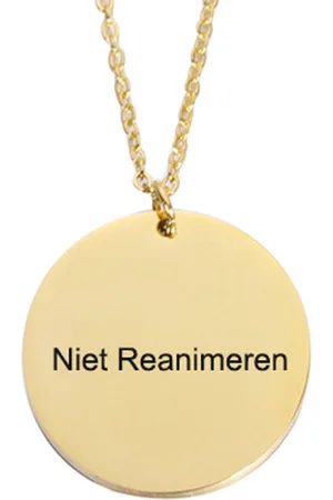 Amodi Gegraveerde Niet Reanimeren Ketting - Niet Reanimeren Penning - Do Not Resuscitate - Gegraveerd - Cirkel - Roestvrij Staal - RVS - Verstelbaar