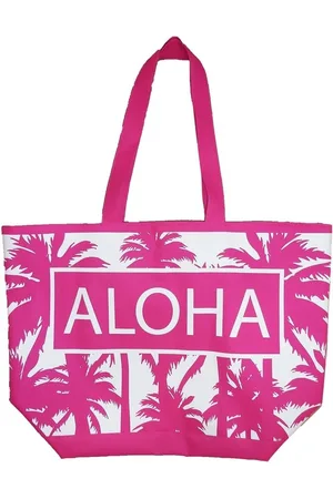 Bella Damestas strandtas Aloha met palmbomen print 58 cm - Dames handtassen - Shopper - Boodschappentassen