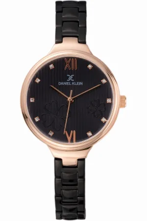 Daniel Klein DK11957-5 - Horloge - Analoog - Dames - Vrouwen - stalen band - rond - Zwart - Rosékleurig