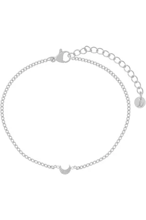 essentialistics Armband gevlamd maantje - Volwassenen - Zilverkleur - Stainless steel (verkleurt niet) - Verlengkettinkje