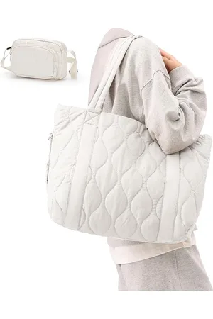 Merkloos Grote Puffy Tote Shopper Bag voor dames Puffer Bag Tote Bag Tassen Stoffen tas Strandtas Schoudertas Dames Schoudertas Groot met Rits Handtas