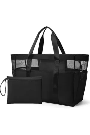 Merkloos Mesh strandtas XXL familie strandtas met ritssluiting shopper dames grote badtas, strandtas boodschappentas voor reizen, winkelen en dagelijks gebruik