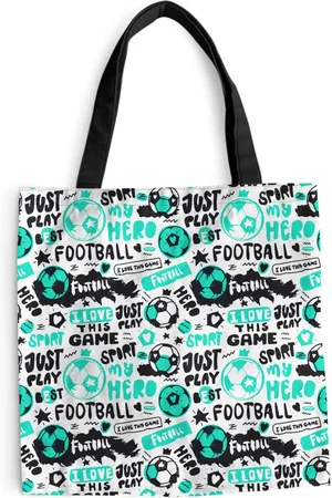 MuchoWow ® Schoudertas - Strandtas - Big Shopper - Boodschappentas - Patronen - Voetbal - Sport - Jongens - Kinderen - Kids - cm - Katoenen tas