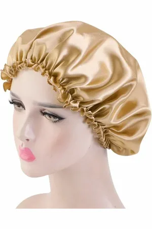 Merkloos Satijnen Muts Blauw - Satijnen Slaapmuts - Satijnen Slaap Muts - Muts Krullen - Haar Bescherming - Hair Sleep Cover - Satijnen Haar Bescherming