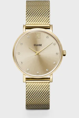 Cluse Minuit Mesh Crystals Dames Horloge goud kleurig - 33 mm