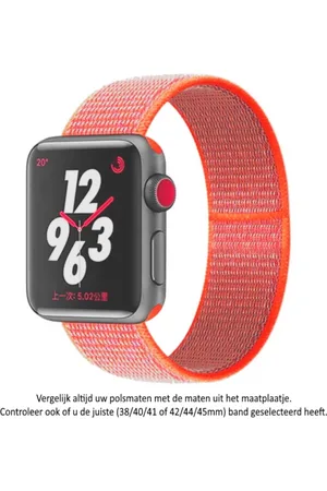 Merkloos Roze Nylon Horlogebandje Geschikt voor Apple Watch 1, 2, 3, 4, 5, 6, 7, 8, 9, SE, 38mm, 40mm & 41mm "Vrouwenbreedte" Series - Zacht Geweven Nylon - 38 mm, 40 mm en 41 mm - orange pink