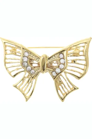 Merkloos Behave® Broche strik met steentjes 5,5 cm