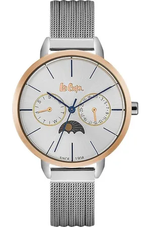 Lee LC06482.530 - Horloge - Analoog - Dames - Milanees band - Zilverkleurig - Goudkleurig