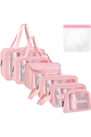 Merkloos Toilettas voor op reis, transparante make-uptas, pvc-toilettas, organizer, draagbare toilettas, ritssluiting, make-uptas voor dames, kinderen, mannen, zakelijke badkamer, #9 6pc-C, 1 stuks