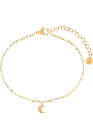 essentialistics Armband textuur maantje - Volwassenen - Goudkleur - Stainless steel (verkleurt niet) - Verlengkettinkje