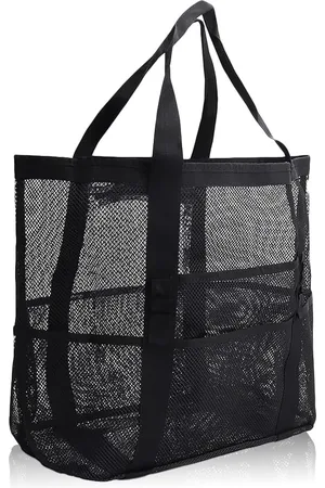 Merkloos Mesh strandtas XXL Family, mesh strandtas, boodschappentassen, strandtas met ritssluiting, shopper dames grote zwemtas voor strand, reizen, picknick,