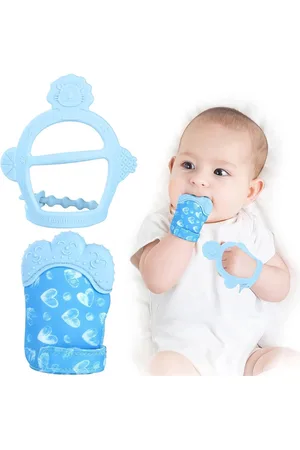 SANS MARQUE 2X Baby Tandjes Set, 2 pak Tandjes wanten voor Baby, Siliconen want Bijtring Handschoen, Baby Rustgevende Pijnbestrijding want Baby Bijtring Wanten voor Baby
