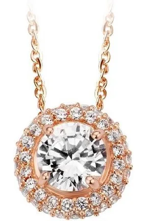 Silventi 932481407 Zilveren collier met hanger - Zirkonia 8 mm - Rosékleurig