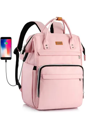 Merkloos Waterdichte & Anti Diefstal School Rugzak Tas voor Meisjes Tienermeisjes - 15.6 inch - Roze