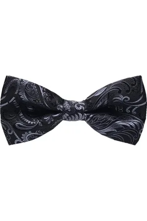 Fako Fashion Vlinderstrik - Vlinderdas - Strik - Deluxe - 12cm - Barok - Zwart/Grijs