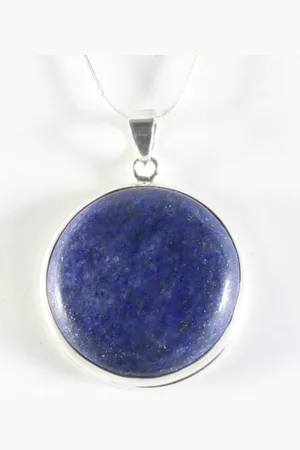 AsiAsia Ronde hoogglans zilveren hanger met lapis lazuli aan ketting