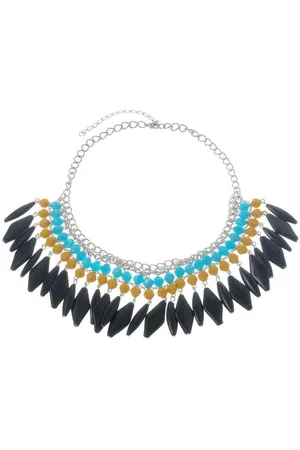 Behave Korte ketting 42cm lengte met 3rijen kralen + verlengketting 7cm lengte