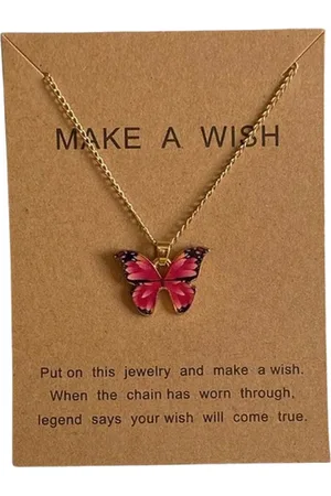 Jaynoi Vlinder ketting roze - Ketting met hanger dames vlinder - Ketting met vlinder - Vriendschap - Vriendschapsketting dier - Vriendschap sieraden - BFF - Dames goud kleurig staal - Butterfly necklace roze