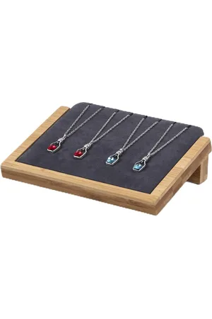 Merkloos Sieraden Display Stand - Bamboe Showcase voor hanger ketting (2-S zwart)