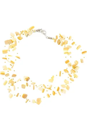 Behave Ketting met zwevende crème-kleur kralen van schelp 40 cm