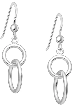 EAR IT UP Oorbellen - Cirkels - Geschakeld - Haak - 925 sterling - 35 x 14 mm - 1 paar