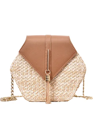 Merkloos Dames Tas - Stro Stijl - Bohemian Schoudertas –