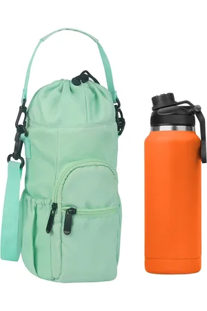 Merkloos Waterflesdrager met schouderriem, 100 ml geïsoleerde waterfleshouder, schoudertas met telefoontas, drinkflessenhouder, draagtas voor waterfles voor kamperen, wandelen, fietsen