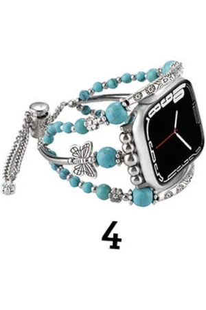 Merkloos Geschikt voor Applewatch -horlogebandje-Bohemian vlinder-38/40/41mm-kralen-treksluiting