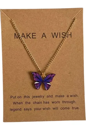 Jaynoi Vlinder ketting paars - Ketting met hanger dames vlinder - Ketting met vlinder - Vriendschap - Vriendschapsketting dier - Vriendschap sieraden - BFF - Dames goud kleurig staal - Butterfly necklace paars
