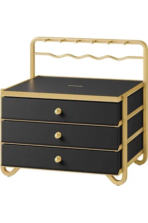 Merkloos 3-niveaus sieradendoos met laden - open sieradenopslag - geschikt voor kaptafel - 205 x 227 x 235 cm - cadeau-idee JBC168B01