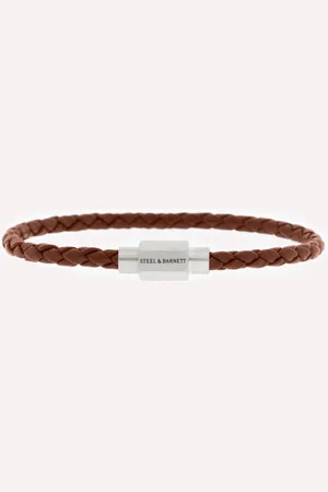 Steel & Barnett Luke Landon Leren Armband - Heren - Pindabruin - 20.5 cm