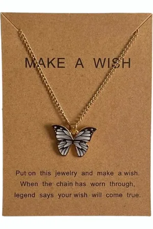 Jaynoi Vlinder ketting wit - Ketting met hanger dames vlinder - Ketting met vlinder - Vriendschap - Vriendschapsketting dier - Vriendschap sieraden - BFF - Dames goud kleurig staal - Butterfly necklace wit