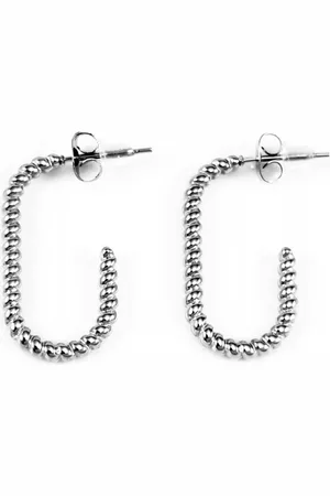 Dottilove Ø27mm Twist Square Oorbellen - Dames Stalen Schakel Oorbellen - Wit Gold Plated