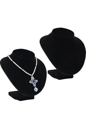 Merkloos Sieraden Buste Ketting Display Stand - 15Cm Hoogte - Zwart Fluwelen - Ketting Display Houder - Ketting Buste Stand - Ketting Sieraden Organizer - Schildersezel - Parel Ketting - Korte Ketting