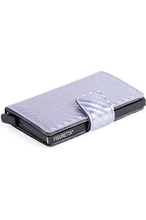 FIGURETTA Card Protector Carbon RFID - Creditcardhouder - Pu-Leer - Zilver